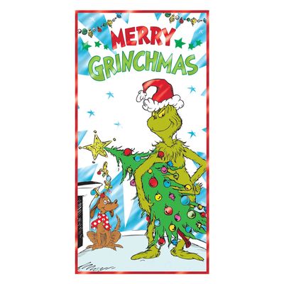 Merry Grinchmas Plastic Door Cover, 2.8ft x 5.4ft - Dr. Seuss