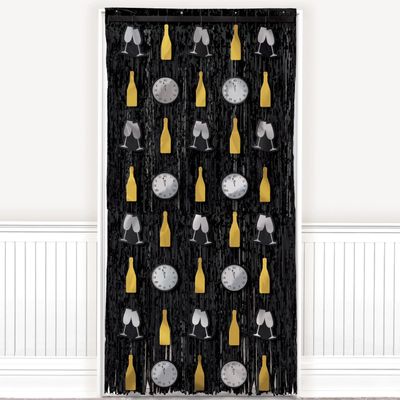 New Year&#39;s Door Curtain - Black, Silver, Gold 3ft x 8ft
