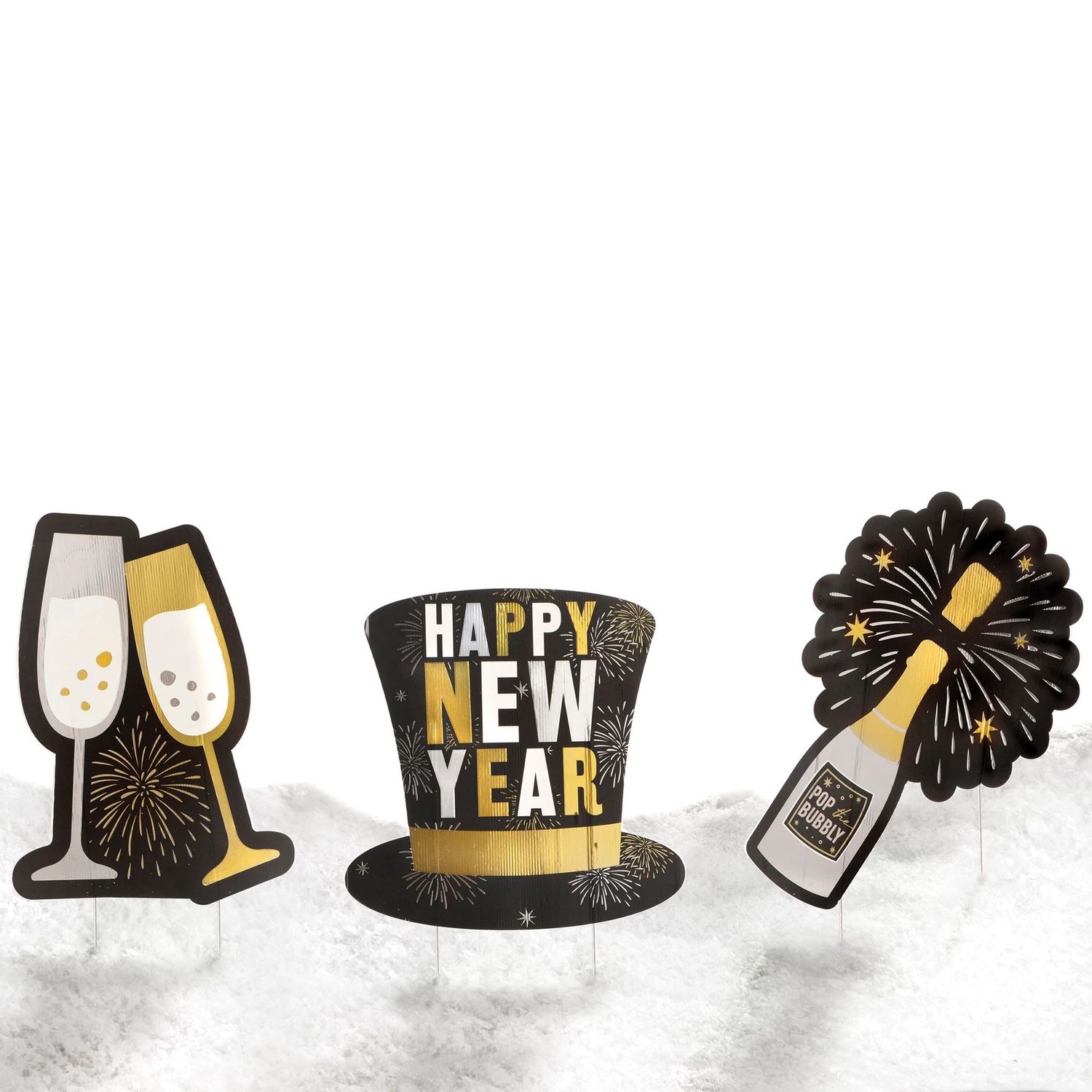 Happy New Year Yard Signs 3CT