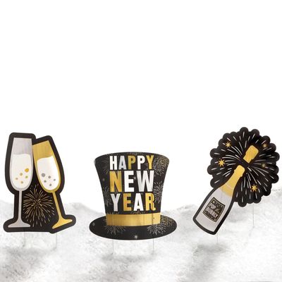 Happy New Year Yard Signs 3CT