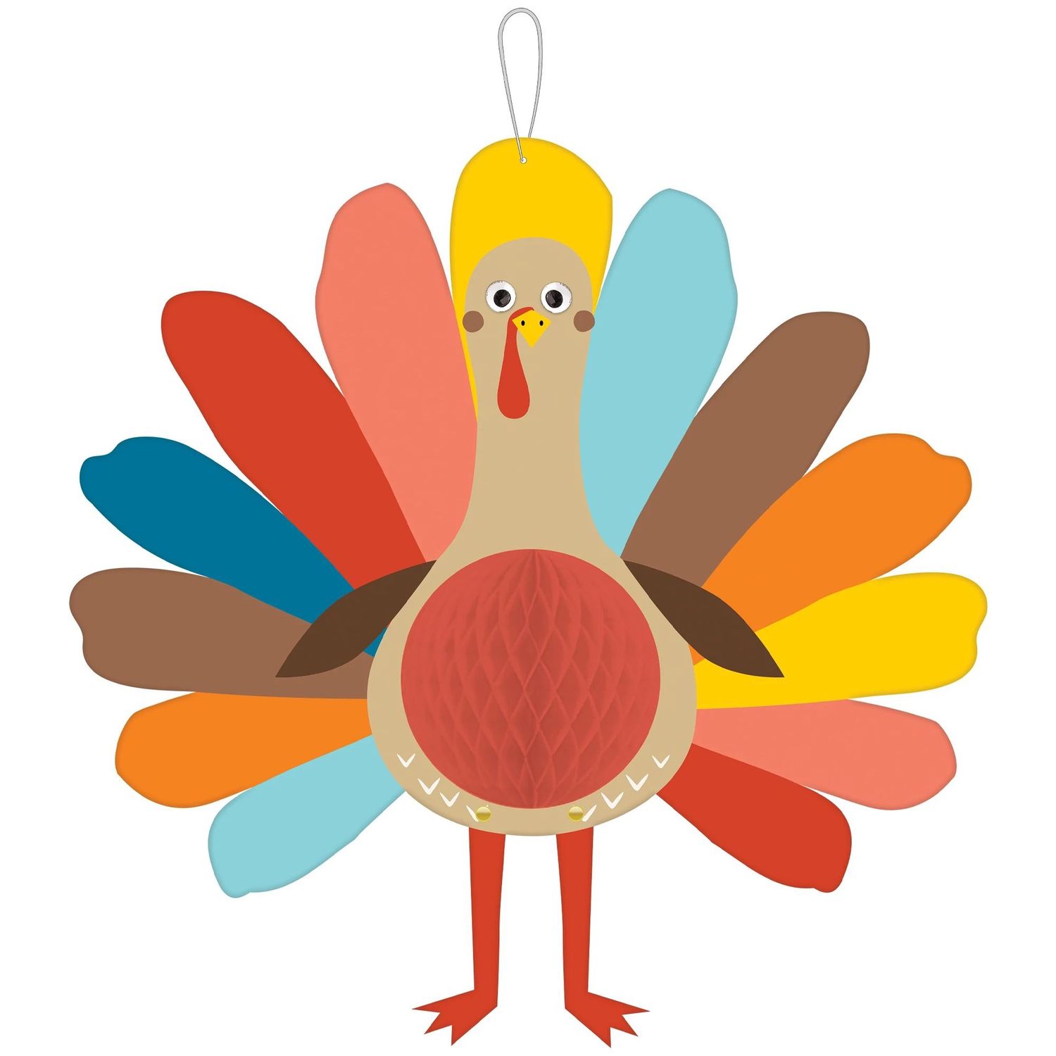 Happy Turkey Day Honeycomb Decoration, 12.5in x 13.5in Happy Turkey Day Honeycomb Decoration, 12.5in x 13.5in