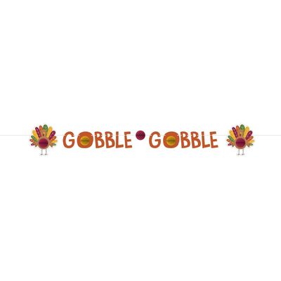 Gobble Gobble Thanksgiving Turkey Honeycomb Banner, 6ft Gobble Gobble Thanksgiving Turkey Honeycomb Banner, 6ft