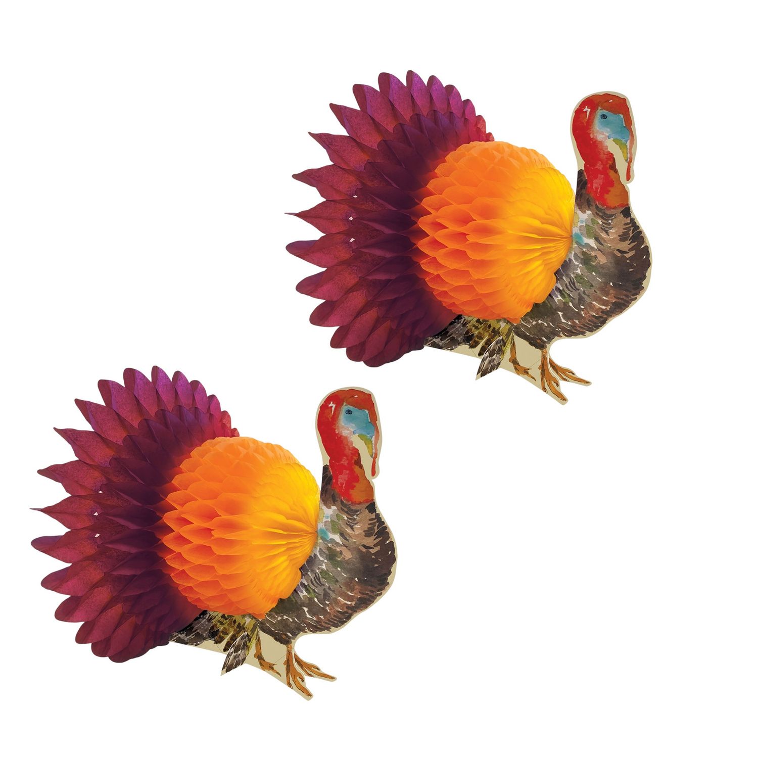 Traditional Thanksgiving Turkey Honeycomb Centerpiece 2ct 6inch