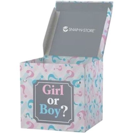 Small Pink &amp; Blue Gender Reveal Box, 11.5in