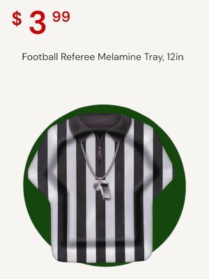 Football Referee Melamine Tray, 12in