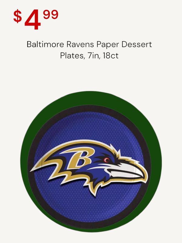 Baltimore Ravens Paper Dessert Plates, 7in, 18ct