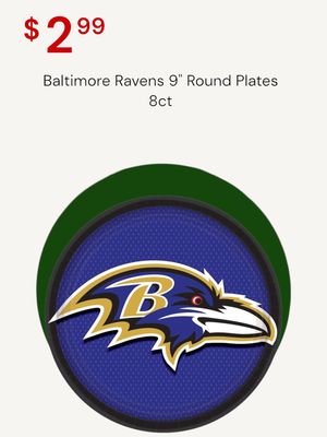 Baltimore Ravens 9&quot; Round Plates 8ct