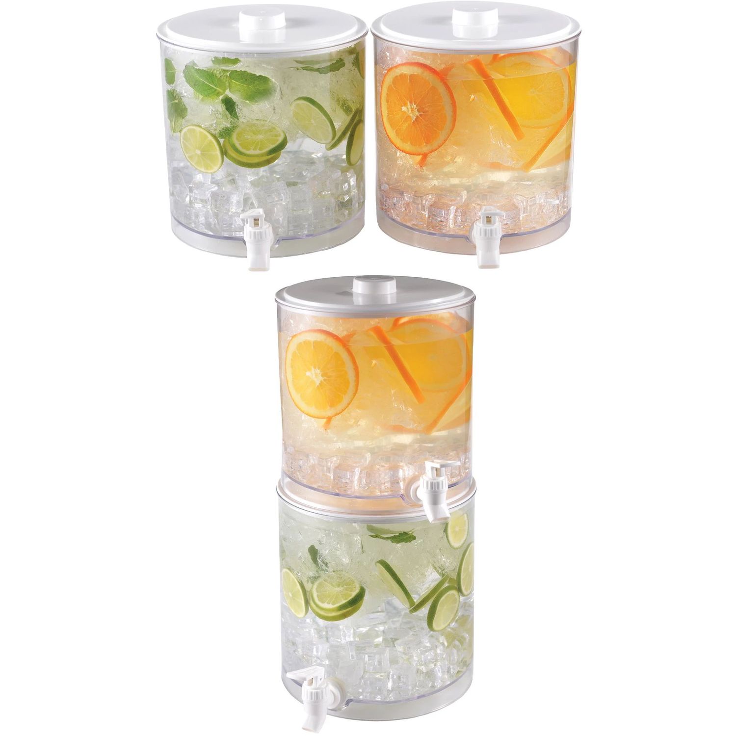 Clear Stackable Beverage Dispensers, 1.3gal, 2ct