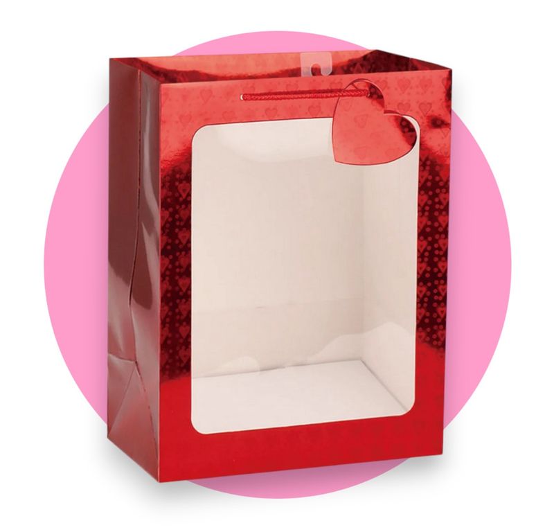 Hologram Window Bag XL Gift Bag (12&quot; x 20&quot; x 8&quot;) - Red