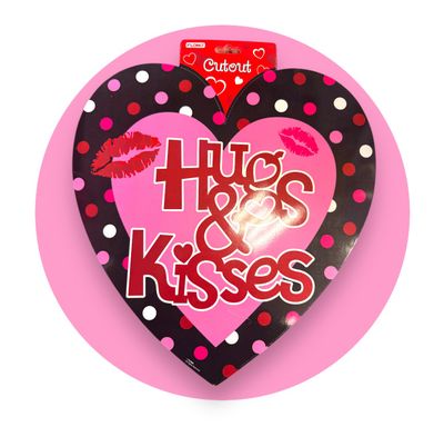 Hugs &amp; Kisses Heart-Shaped Cutout – 14&quot; x 13&quot;