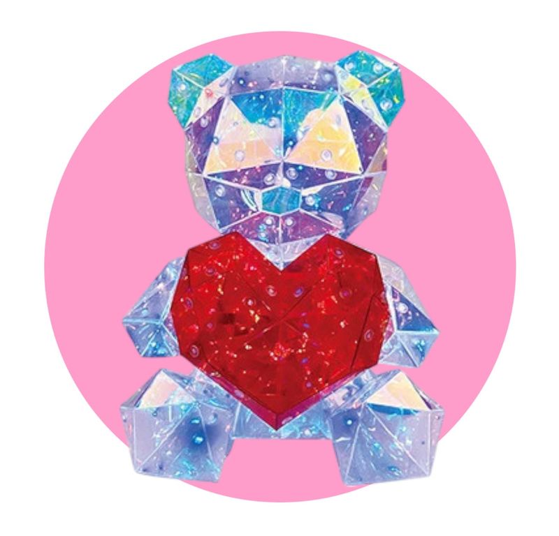 LED Acrylic Bear with Heart 10&quot;H