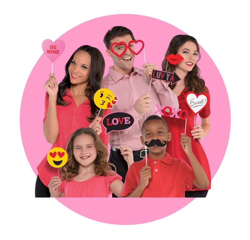 Valentine Photo Props with Hearts and Smileys(13-Piece)