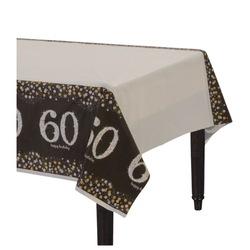 60th Birthday Plastic Table Cover - Sparkling Celebration