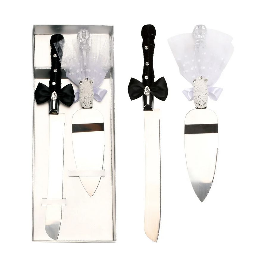 Metal wedding cake knife set