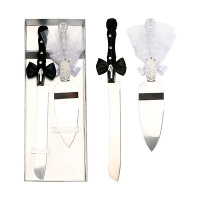 Metal wedding cake knife set