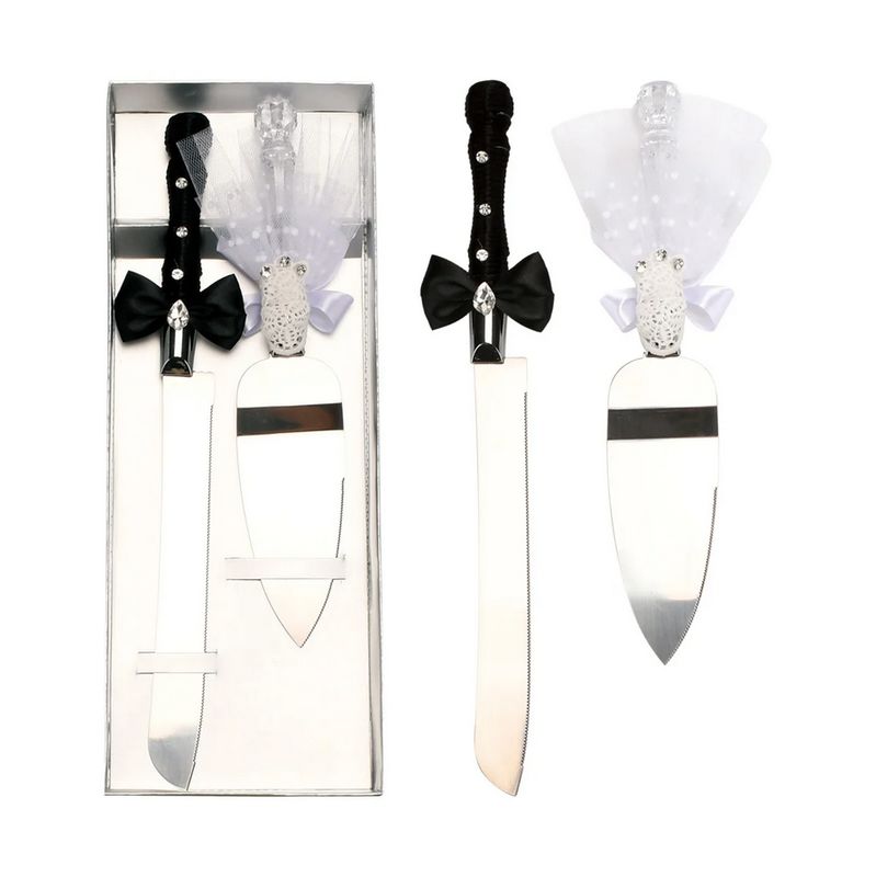 Metal wedding cake knife set