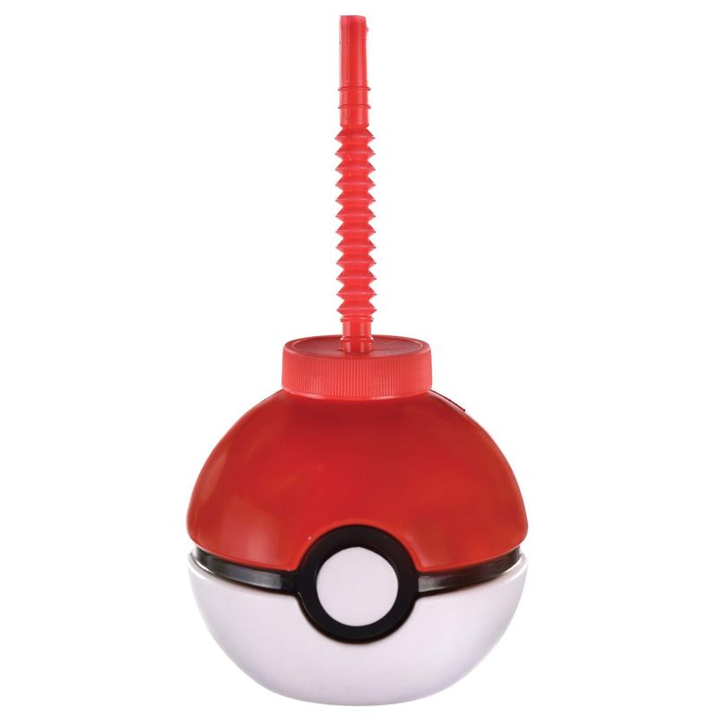 Nintendo Pokémon Poke Ball Plastic Reusable Sippy Tumbler Cup with Straw, Red/White, 9-oz,