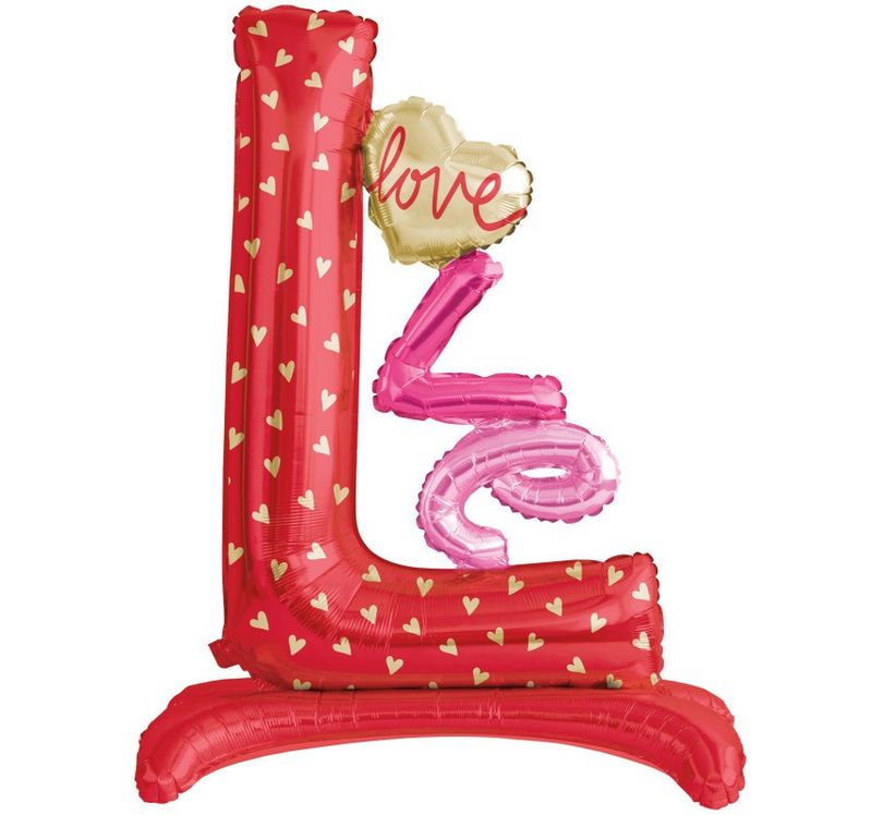 Love Shaped Standing Foil Balloon Centerpiece 39&quot; Packaged