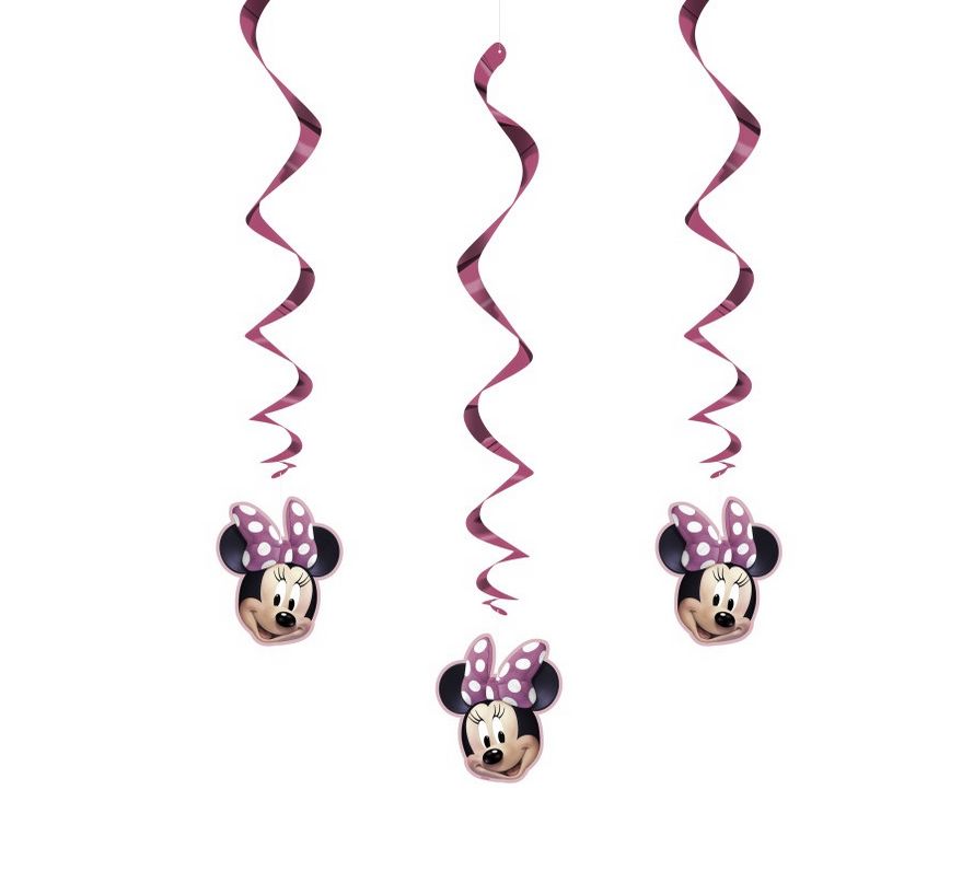 Disney Iconic Minnie Mouse Hanging Swirl Decorations 26&quot; 3ct