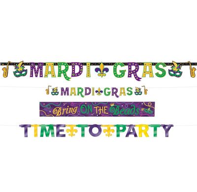 Mardi Gras Letter Banners 4ct