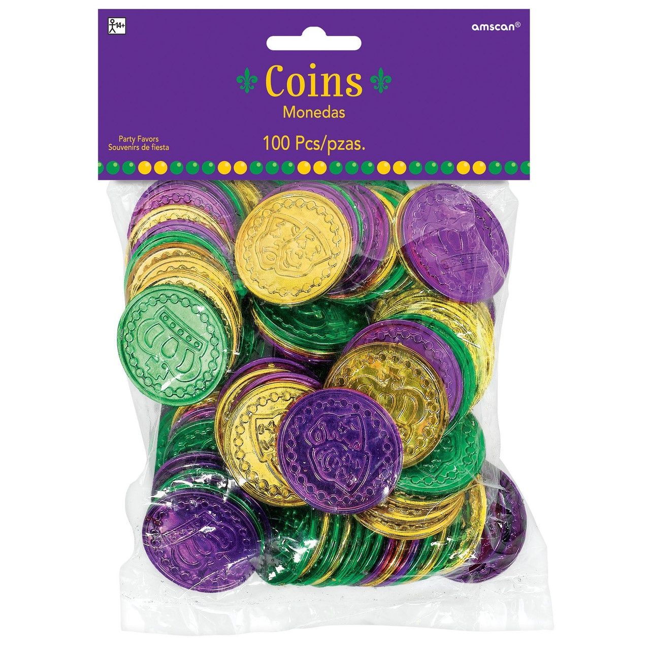 Mardi Gras 100 Plastic Coins Doubloons Pirate