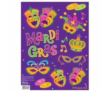 Mardi Gras Window Decorations 13pcs