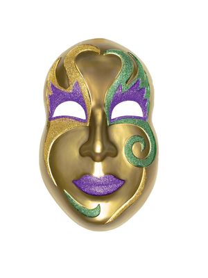 3D Gold Mardi Gras Plastic  Mask Decoration 24" x 15" x 8"