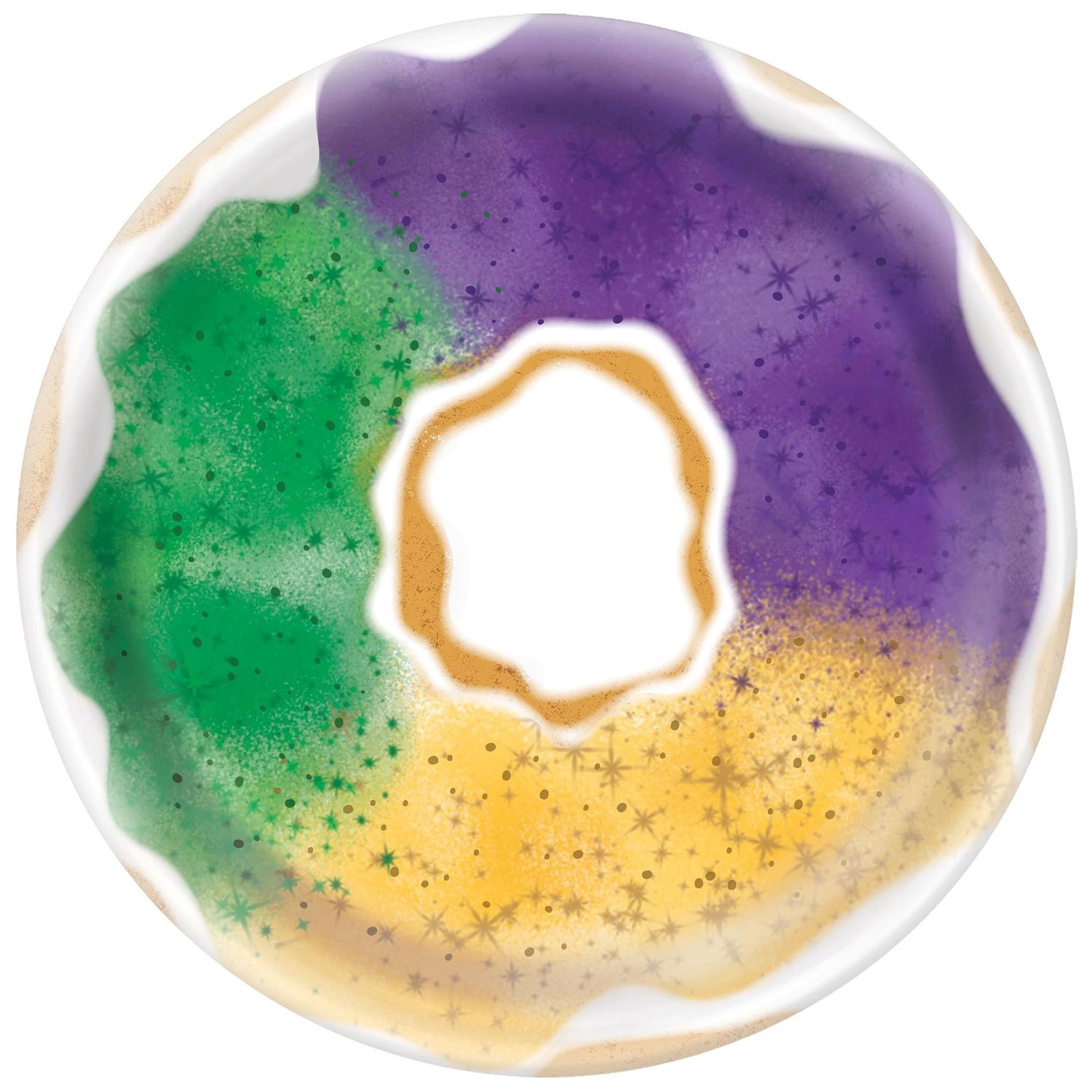 Mardi Gras Color Cake Round Serving Platter, 13.5in
