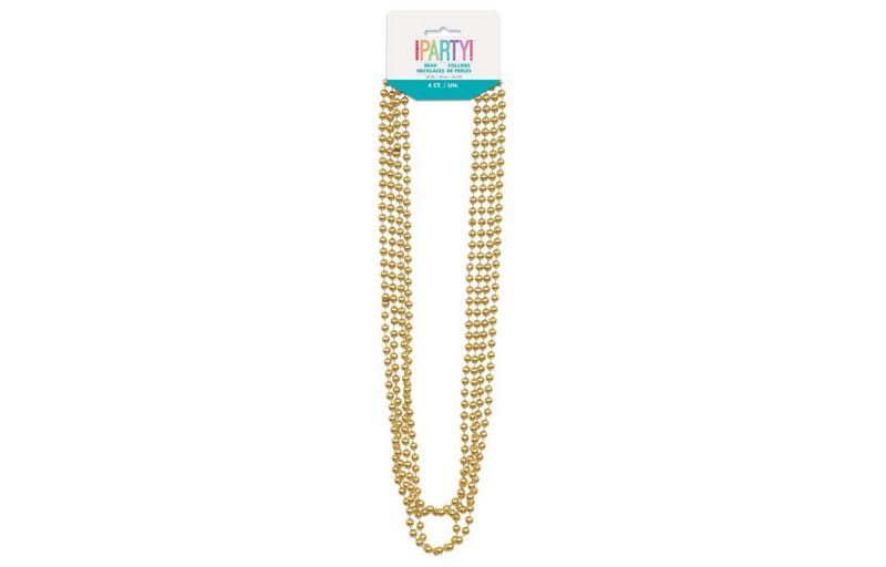 Gold Metallic Bead Necklaces 32&quot; 4ct