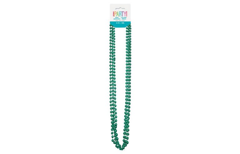 Green Metallic Bead Necklaces 32&quot; 4ct