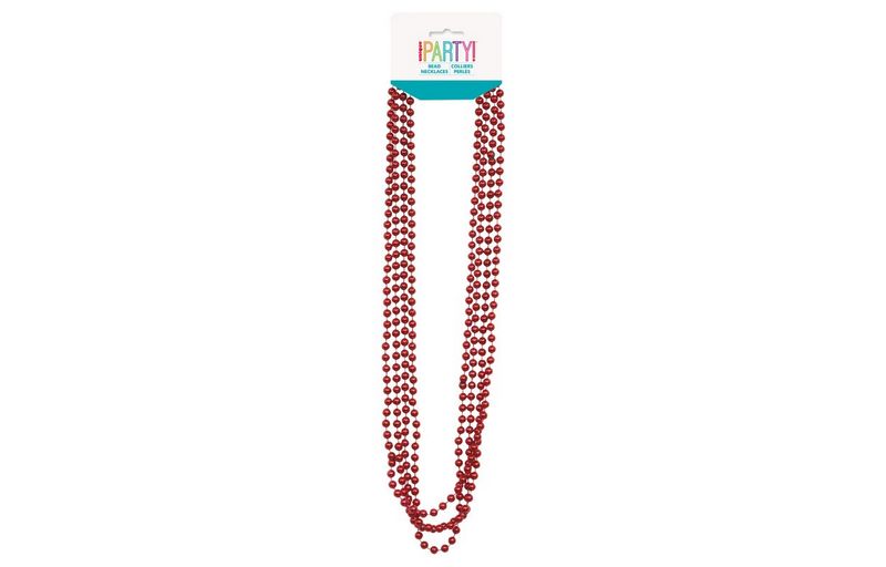 Red Metallic Bead Necklaces 32&quot; 4ct