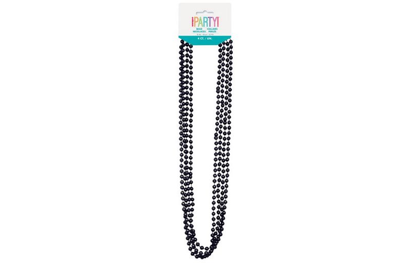 Black Metallic Bead Necklaces 32&quot; 4ct