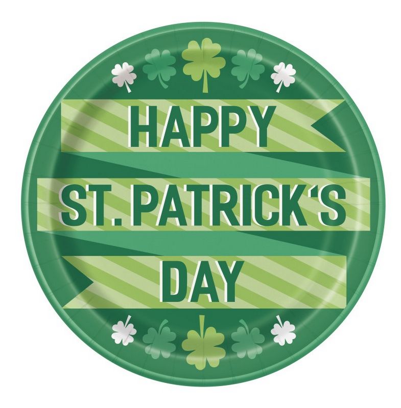 Lucky Clover St Patrick's Day Round 9" Dinner Plates 8ct