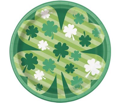 Lucky Clover St Patrick's Day Round 7" Dessert Plates 8ct