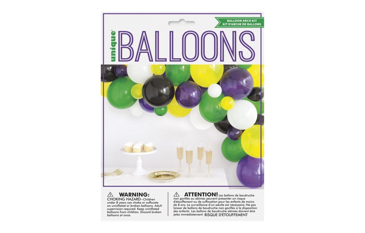 Mardi Gras Assorted Solid Balloon Arch Kit 40pc