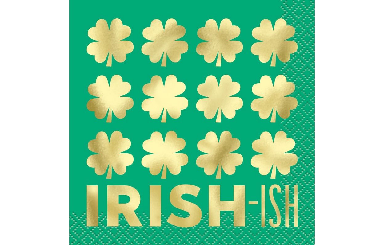 Charming Shamrock "Irish-ish" Beverage Napkins 16ct - Foil Stamping