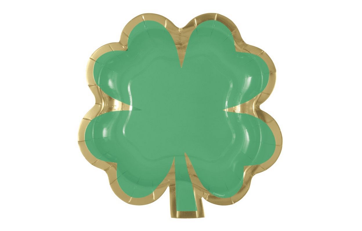 Charming Shamrock Shaped 8.25" Dessert Plates 8ct - Foil Stamping