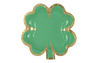 Charming Shamrock Shaped 8.25" Dessert Plates 8ct - Foil Stamping