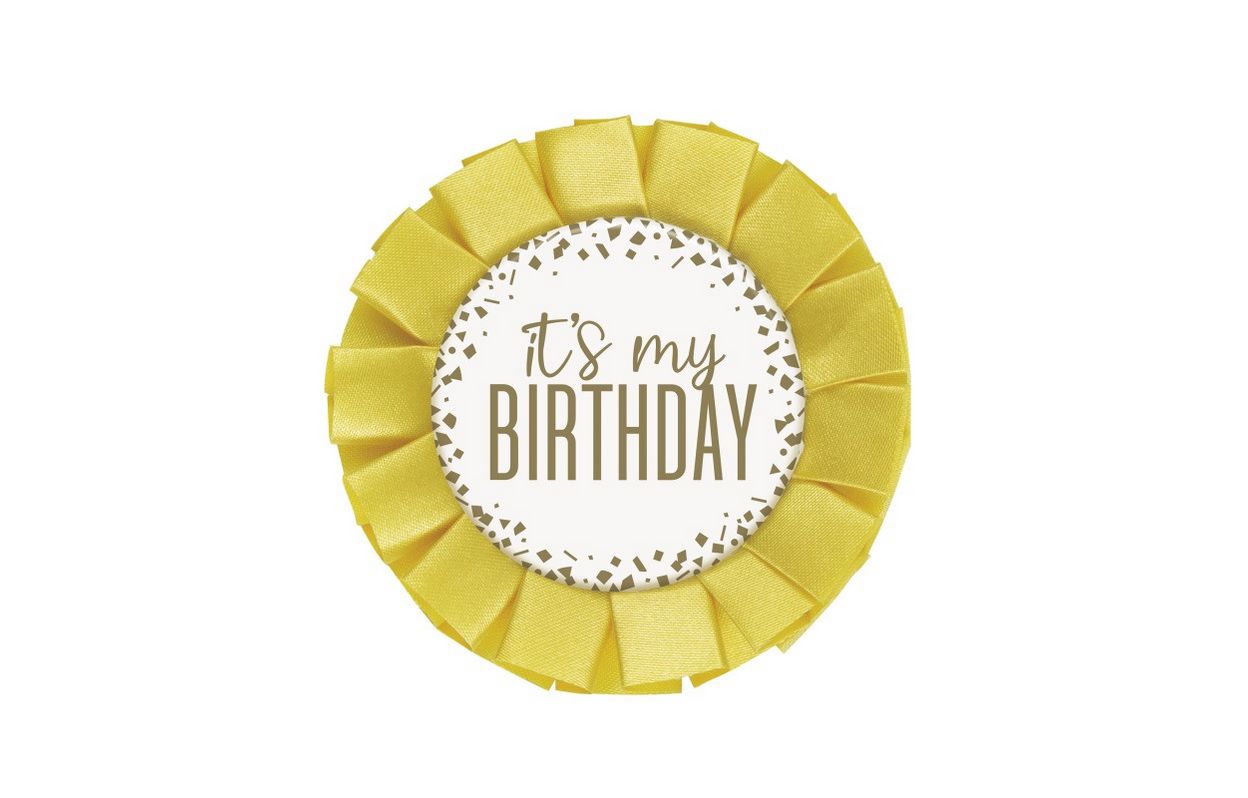 Gold Foil Confetti &quot;It&#39;s My Birthday&quot; Badge