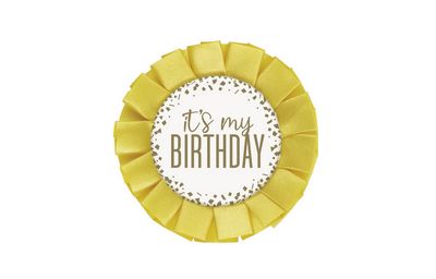 Gold Foil Confetti &quot;It&#39;s My Birthday&quot; Badge