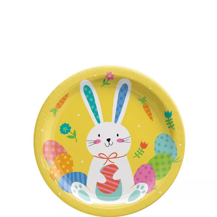 Funny Bunny Easter Paper Dessert Plates, 7in, 8ct