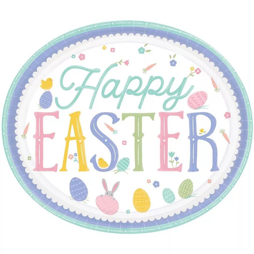 Pretty Pastel Easter Oval Plates 8ct