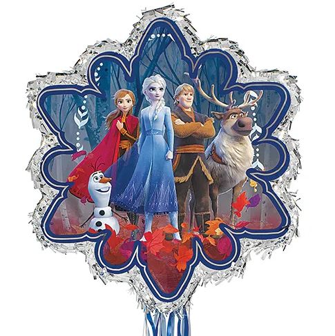 Frozen Elsa &amp; Anna Pinata Hanging Pull String Decoration, Blue/Silver