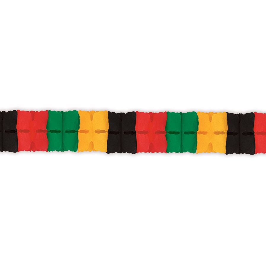 Packaged Leaf Garland – Black, Red, Green, Yellow, 4½&quot; x 12&#39;