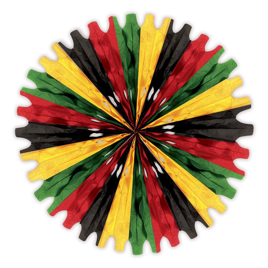 Tissue Fan – Black, Red, Green, Yellow Mix, 25&quot;