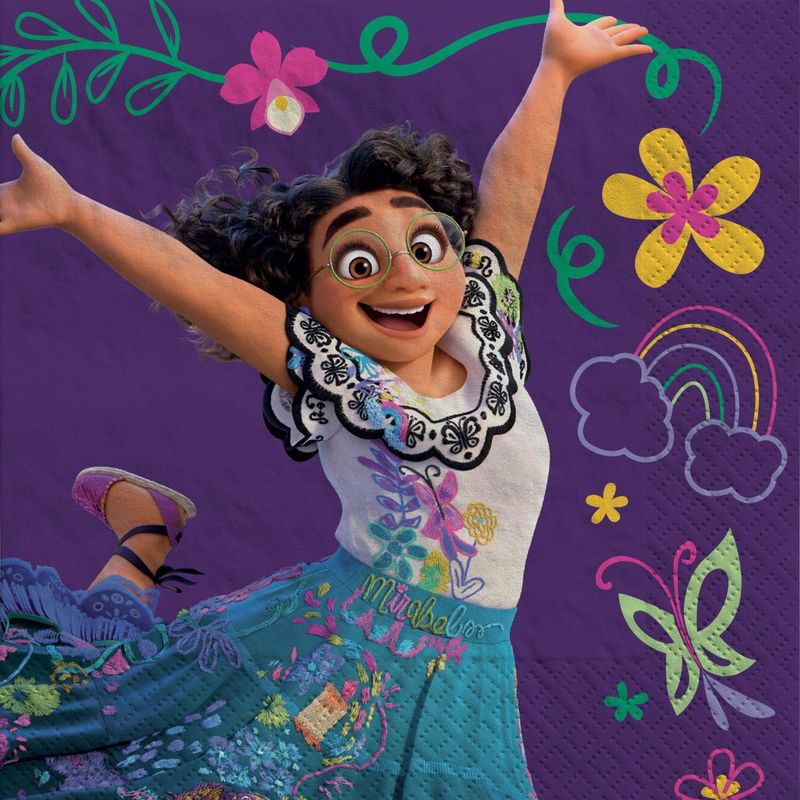 Disney Encanto Mirabel Square Paper Disposable Beverage Napkins, Purple, 5-in, 16-pk, 2-ply