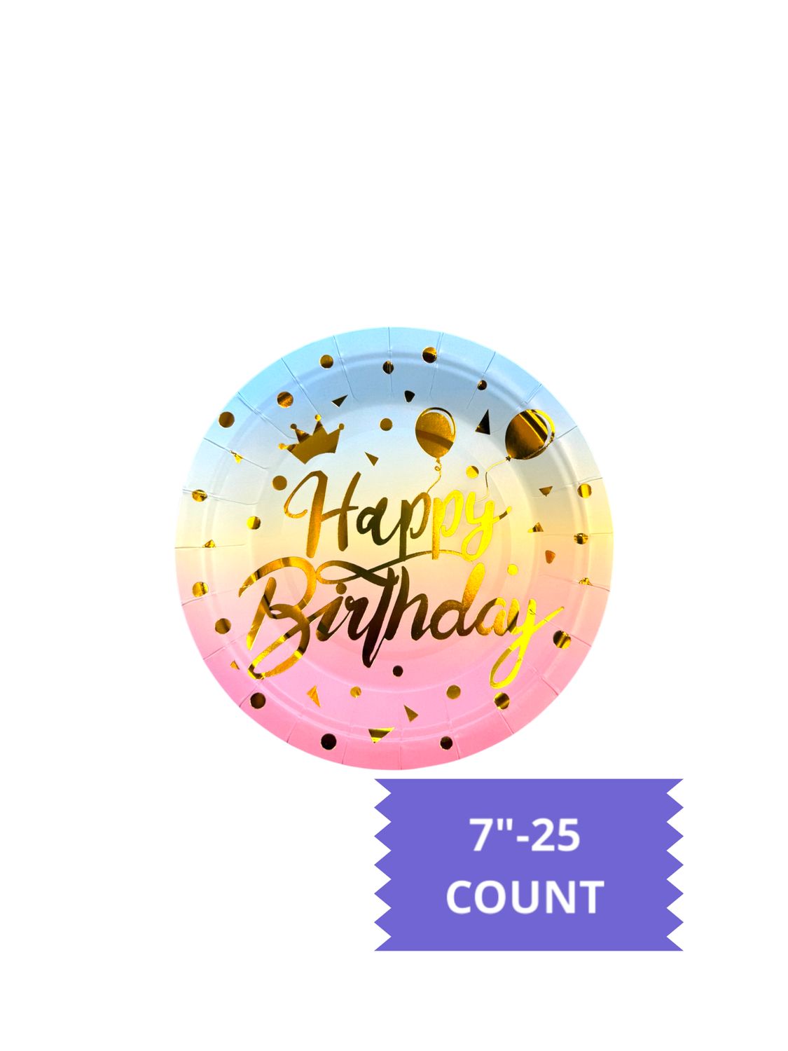 Happy Birthday Paper Plates &amp; Cups 25ct, SIZE &amp; VARIETY: 7&quot; Plates-25ct