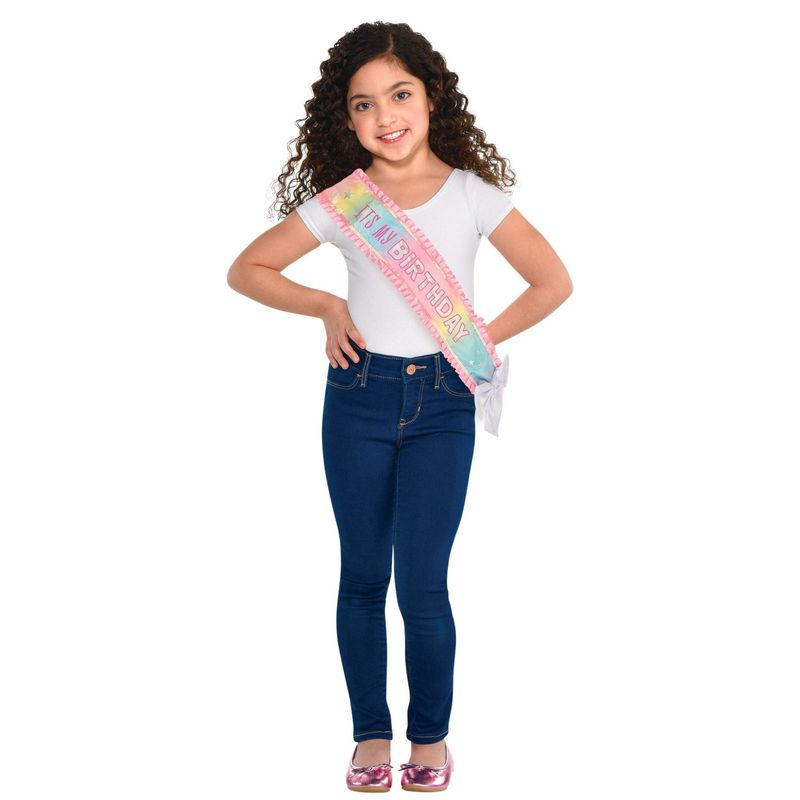 Kids &quot;It&#39;s My Birthday&quot; Satin Wearble Sash, Pastel Multi-Coloured, One Size