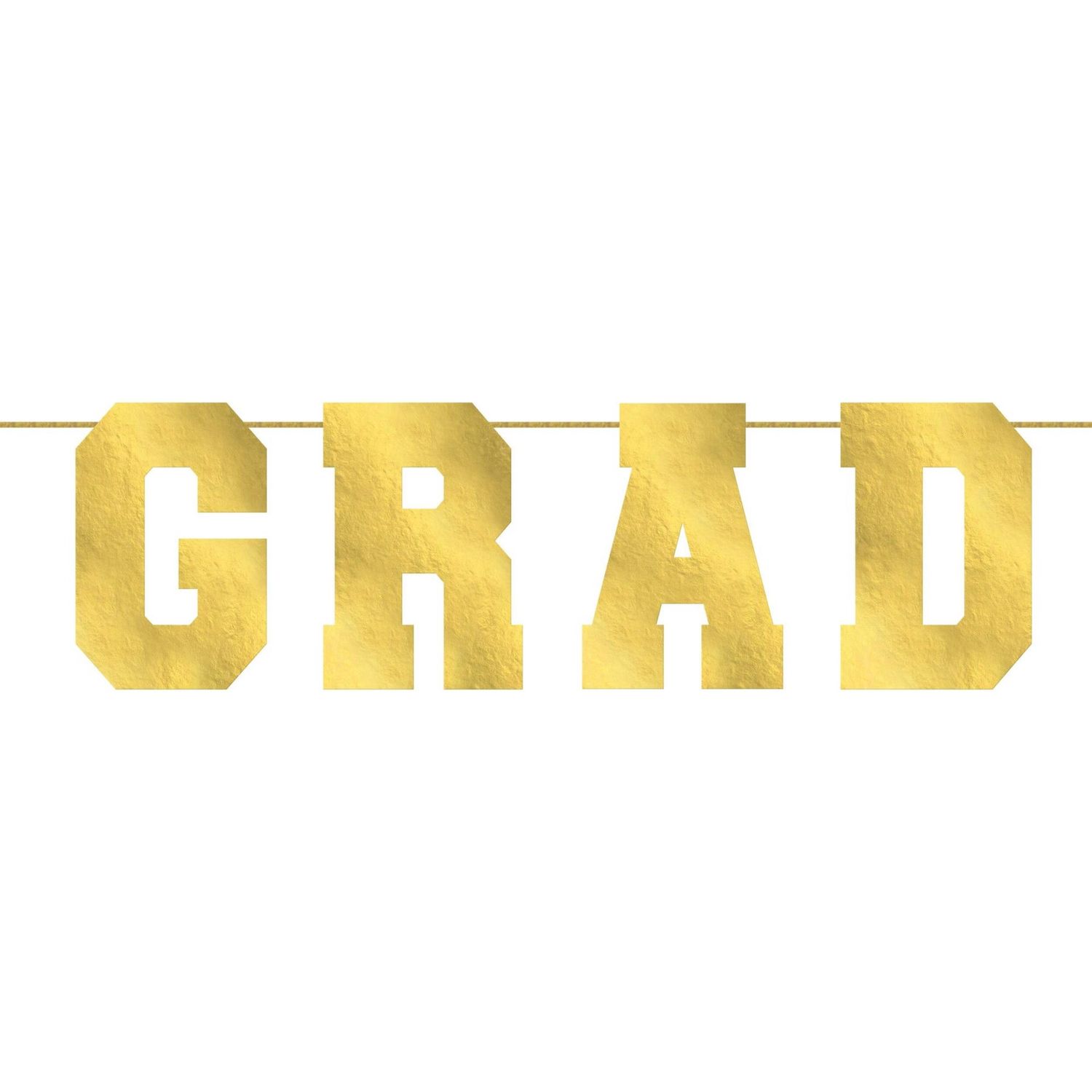 &quot;Grad&quot; Hanging Garland Banner Decoration, Gold, 15-in, for Graduation