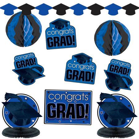 Congrats Gard Room Decorating Kit 10pcs-Blue